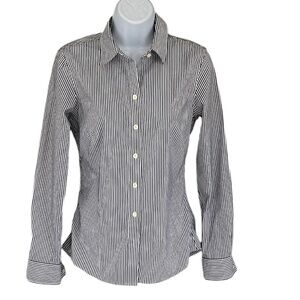Banana Republic dark grey pinstripe blouse, like new, size 4.